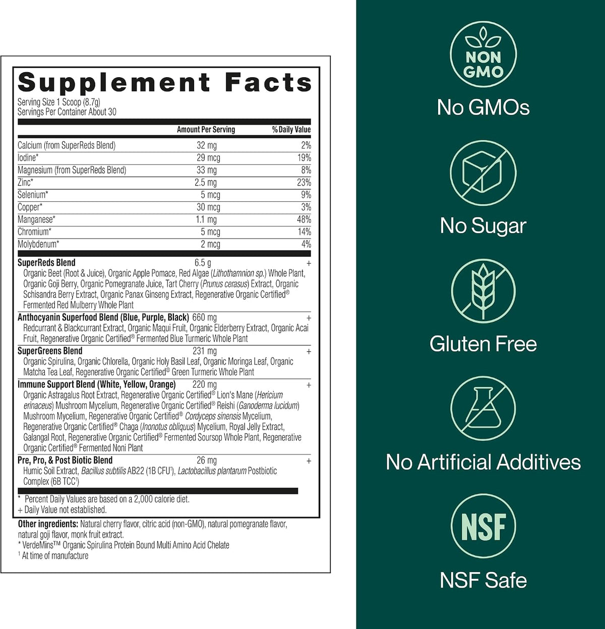 Liv120 Superfood Powder, Antioxidant Blend with Pomegranate, Turmeric, Mulberry, Soursop, Noni, Non-GMO, Vegan, for Energy, Detox, Immunity