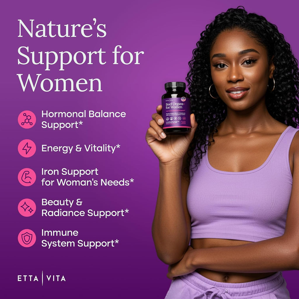 Primal Beef Organ Supplement for Women with Grass-Fed/Finished Ovary, Uterus, Liver, Kidney, Heart, Bone Matrix, Colostrum, Maca, Ashwagandha, Shatavari & Chasteberry - Energy Support - Made in USA