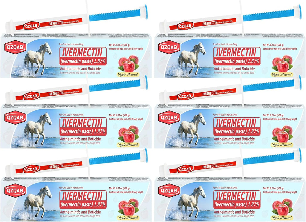 Ivermectin Horse Paste Dewormer , Horse Wormer Paste, Apple Flavor, 0.21 Ounces, 6 Pack