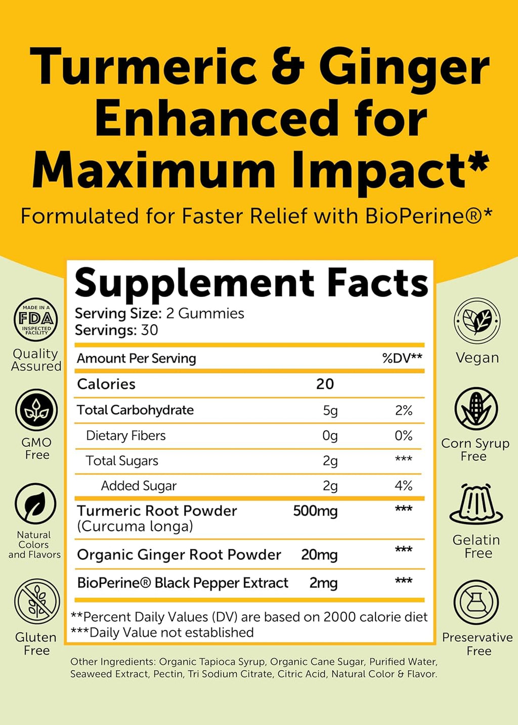 Lunakai USA Made Turmeric and Ginger Supplement Gummies 500mg with Black Pepper – High Absorption Curcumin Turmeric Gummies for Joint Comfort, Daily Immune Support, Non-GMO, 60ct