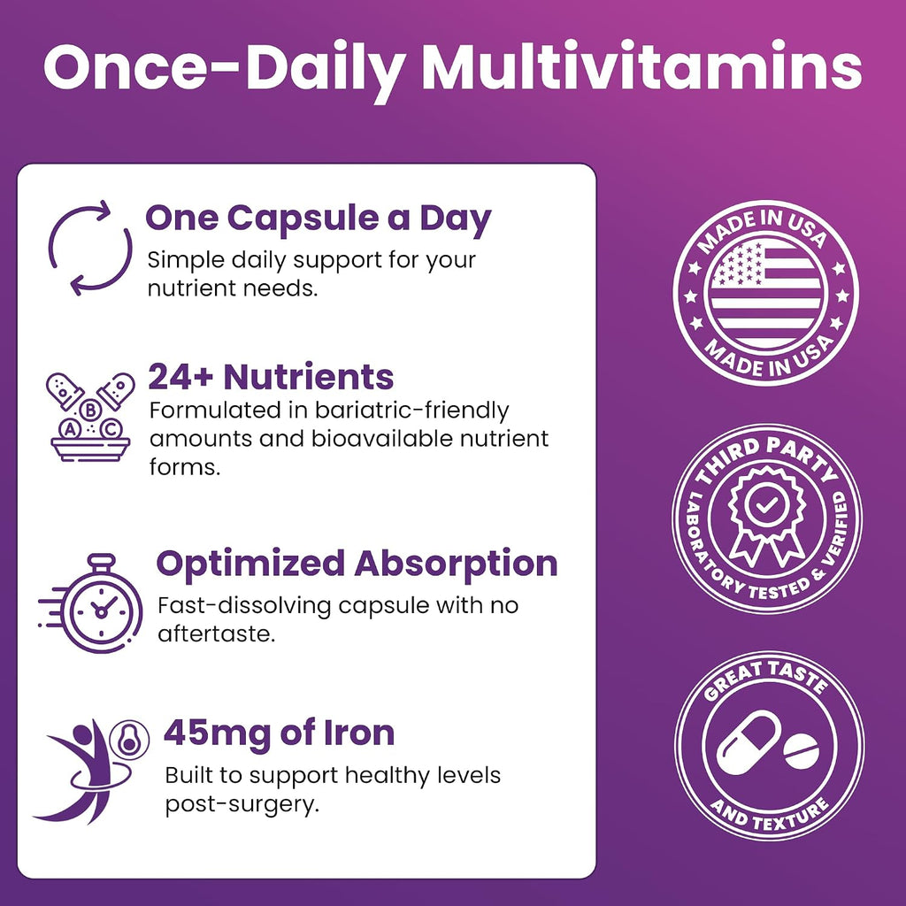 Special-45 Bariatric Multivitamin | Reduced B12 | Capsule | 90ct | Post-Op Bariatric Vitamins for Gastric Bypass, Sleeve, Duodenal Switch & Sustain Recovery (3 Month Supply) - Made in USA