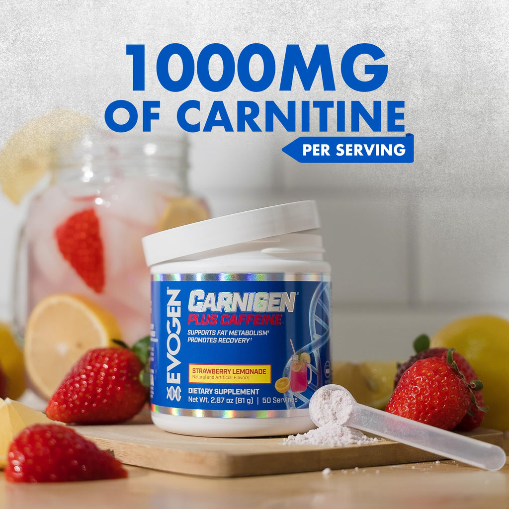 Evogen Carnigen Supports Energy and Metabolism | Raspberry Lemonade | 50 Servings