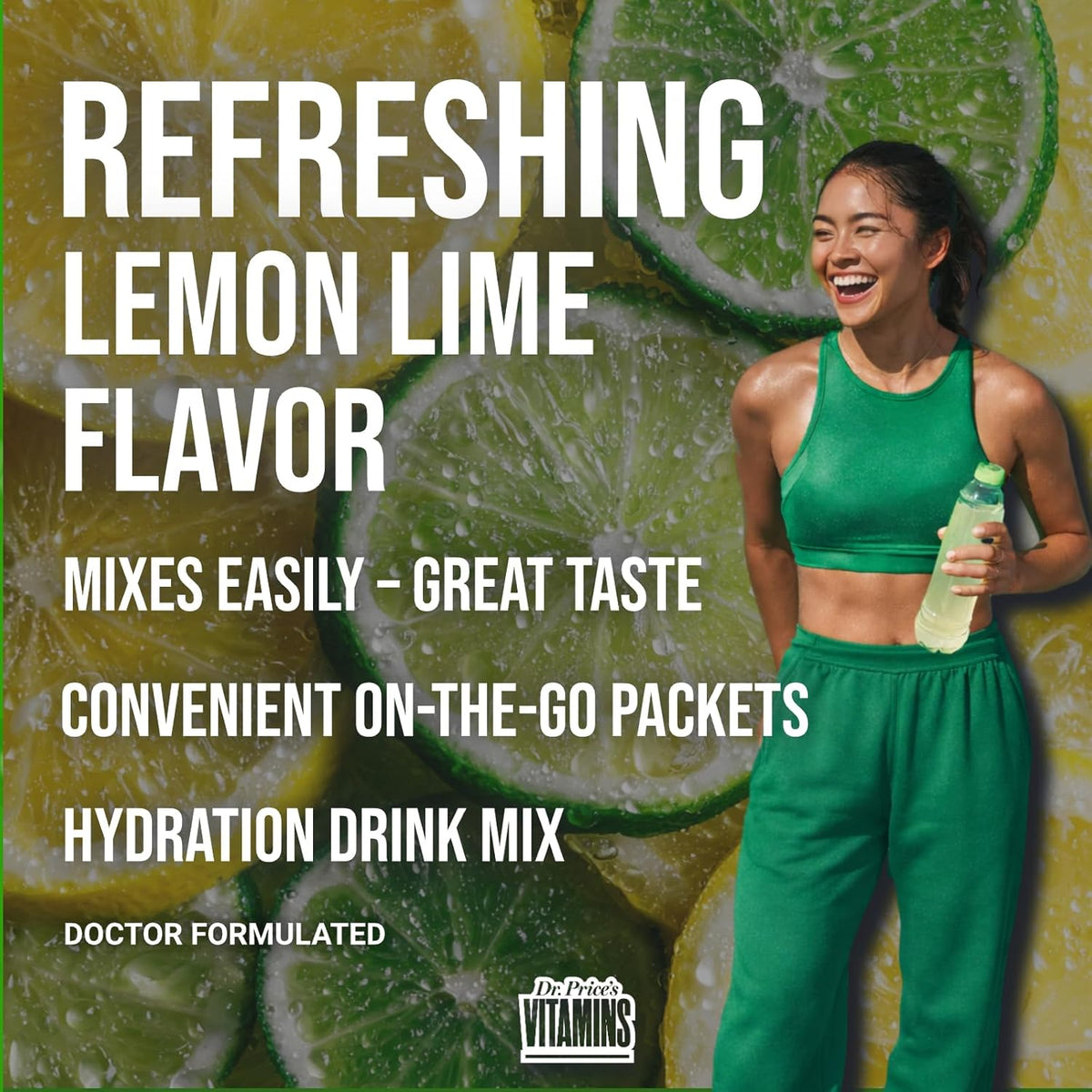 Dr. Price's Vitamins Electrolytes Powder Packets, Lemon Lime, 30 Pack | Electrolyte Mix, Hydration, No Sugar, Sodium, Potassium & 72+ Trace Minerals, Keto Friendly, Made in USA, Doctor-Formulated