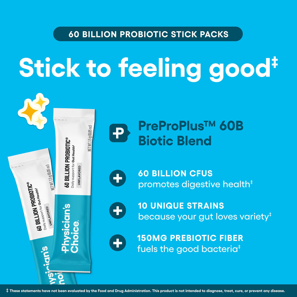 Physician's CHOICE Probiotics 60 Billion CFU - 10 Strains + Organic Prebiotics - Immune, Digestive & Gut Health - Supports Occasional Constipation, Diarrhea, Gas & Bloating - for Women & Men - 30ct