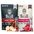 Salud 2-Pack | 2-in-1 Calm + Sleep (Punch) & Hydration + Immunity (Hibiscus) 15 Servings Each, Drink Mix, Dairy & Soy Free, Non-GMO, Gluten Free, Vegan, Low Calorie, 1g of Sugar