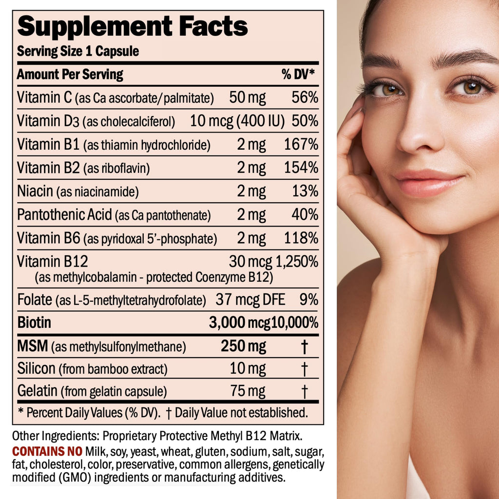 Andrew Lessman ProCaps Healthy Hair, Skin & Nails 60 Capsules | Biotin, Marine Collagen Peptides, MSM & Silica to support Keratin, Collagen and healthy connective tissue.