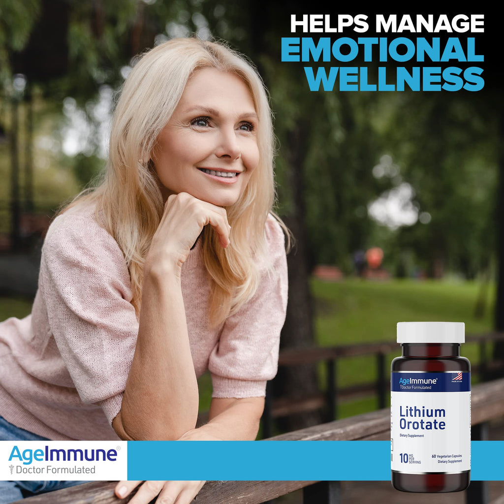 Lithium Orotate 10mg per Capsule - 60 Vegetarian Capsules. Memory and Emotional Wellness Support - Magnesium Stearate Free - 2 Months Supply of Lithium Supplement.