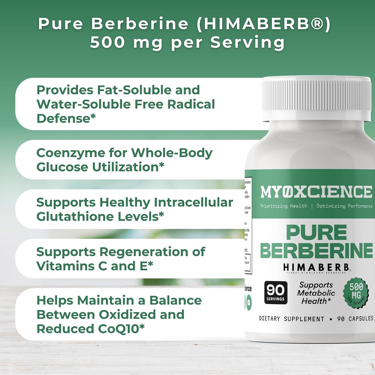 MYOXCIENCE Pure Berberine Himaberb | 500 mg of Berberine HCl per Serving | 90 Servings