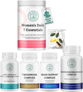 Women’s Daily 7 Essentials + ALA & ALC Complex + 7 Mushroom Complex + Brain Support + Magnesium Bisglycinate Bundle | Energy, Focus, Immunity, Cognitive Support & Daily Wellness
