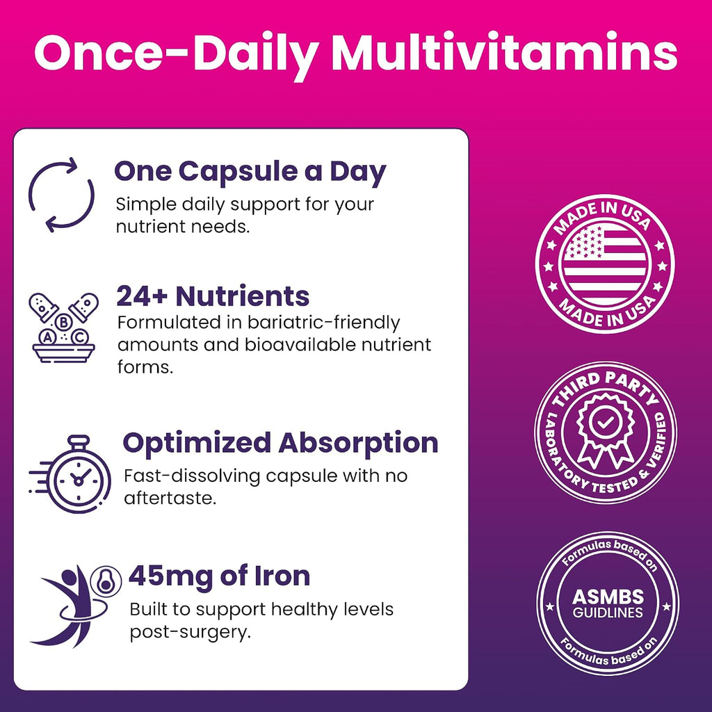 Special-45 Bariatric Multivitamin | Reduced B12 | Capsule | 30ct | Post-Op Bariatric Vitamins for Gastric Bypass and Sleeve Patients, Sustains Recovery & Energy* (1 Month Supply) - Made in USA