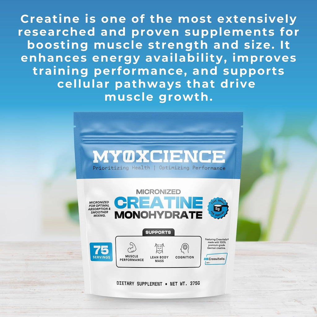 MYOXCIENCE Micronized Creavitalis Creatine | The World’s Purest Micronized Form of Creatine Monohydrate | Supports Muscle Performance, Lean Body Mass, & Cognition | 75 Servings