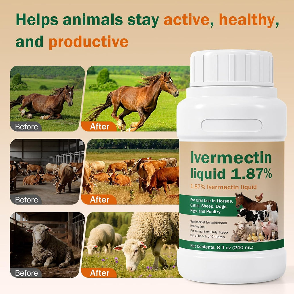 Ivermectin Solution for Sheep, Poultry & More, 240ml Ivermectin | Gut Health, Promotes Immune & Digestive Support
