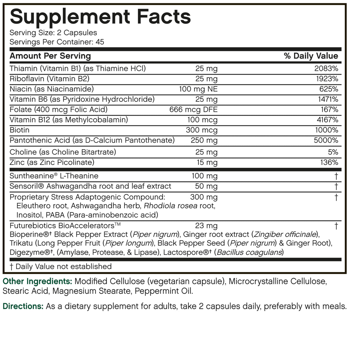 Futurebiotics Stressassist L-theanine Ashwagandha and Rhodiola Rosea Stress Complex - Natural Nutritional Stress Function, 90 Vegetarian Capsules