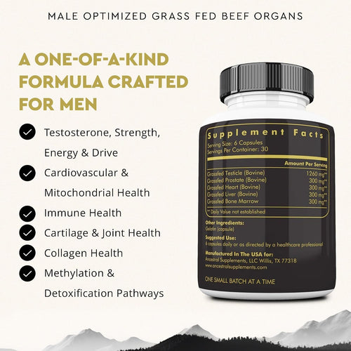 Ancestral Supplements Mofo & Bone and Marrow Bundle for Men – Supports Strength, Energy, Joint & Hormone Health – Grass Fed Beef Organ Blend with Collagen, Growth Factors & Whole Bone Extract