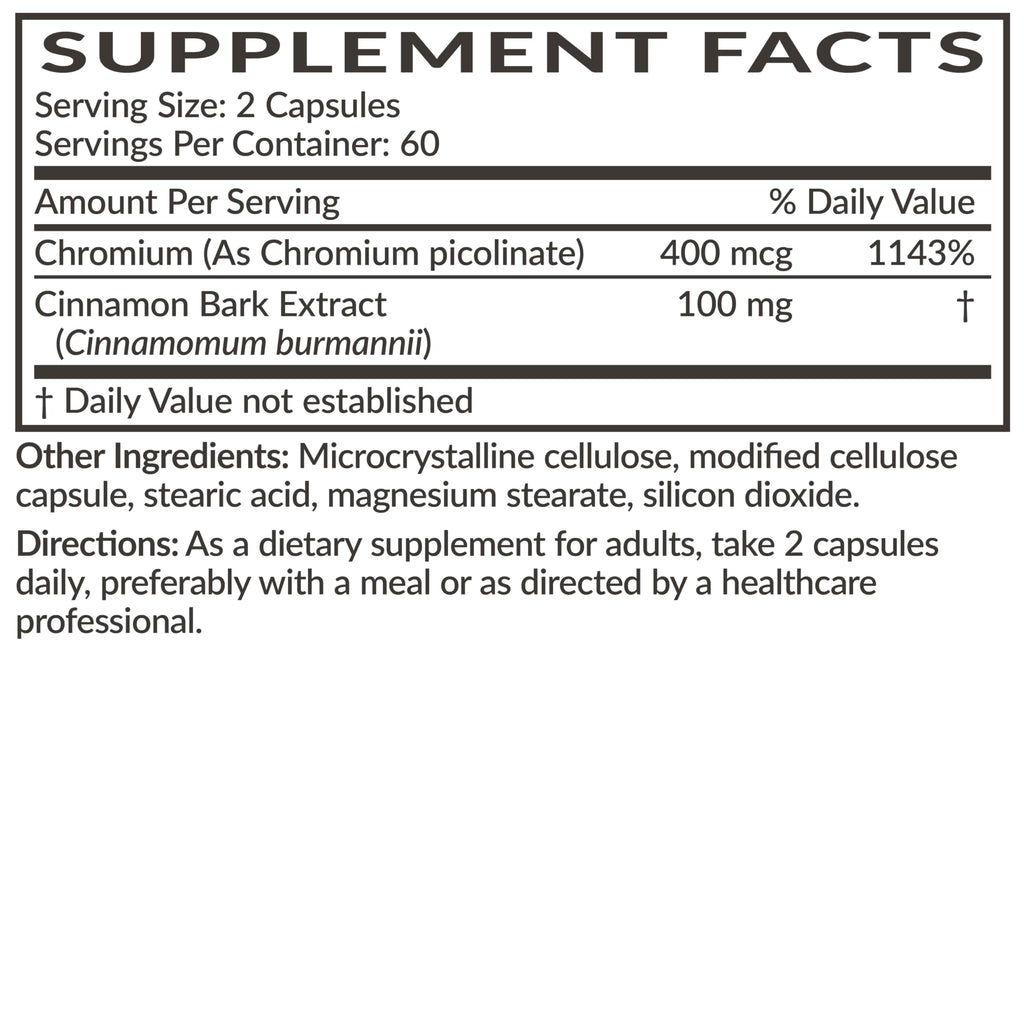Futurebiotics Cinnamon Plus Chromium Picolinate Supplement, High Potency Chromium, Non-GMO, 120 Vegetarian Capsules