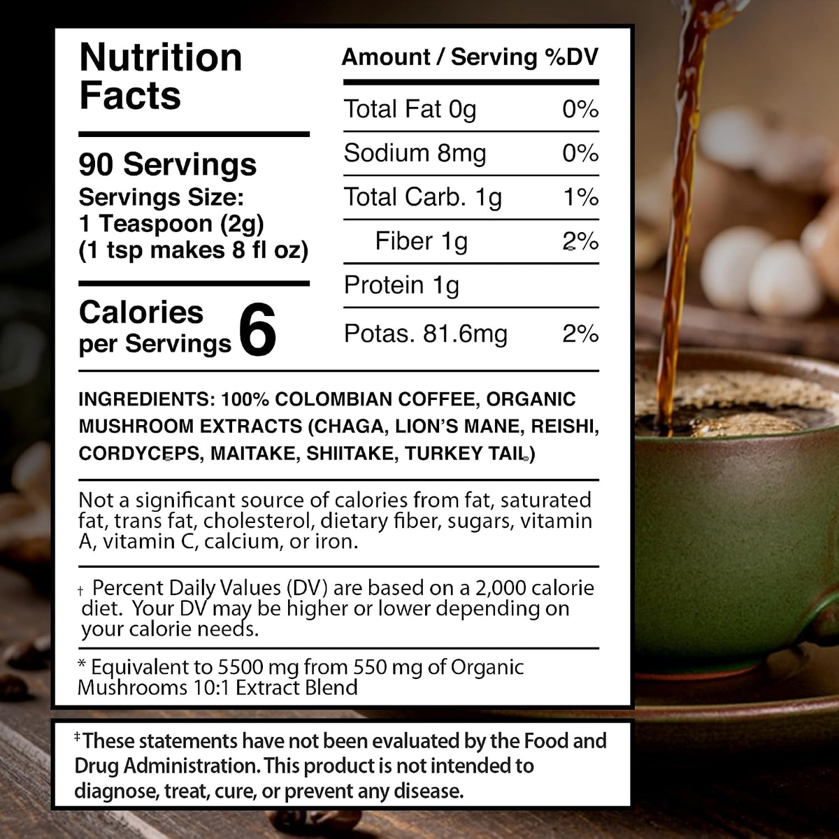 WELLNESS LABSRX Lions Mane Powder 2000mg - Mushroom Coffee Blend | Bundle