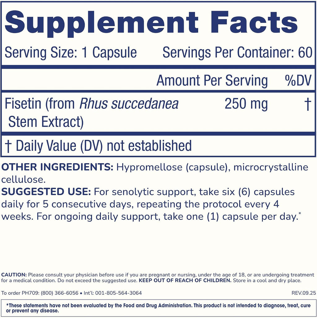 ProHealth Pure Fisetin Supplement 250mg, 60 Capsules