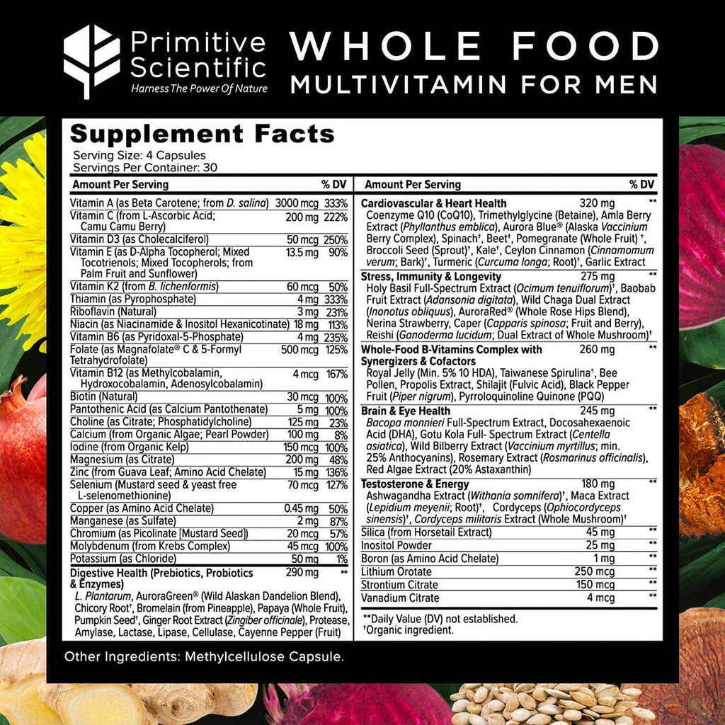 Primitive Scientific Whole Food Men & Women’s Supplement for Holistic Health (Bundle) | Women’s Multivitamins (120 Capsules) + Men’s Multivitamins (120 Capsules) |Full-Spectrum, 100% Natural, Non-GMO