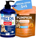 Omega 3 Fish Oil for Dogs + Pumpkin Powder Bundle - Skin & Coat Defense, Allergy Relief, High EPA & DHA - Digestive Support, Fiber for Gut Balance, Firm Stool, Constipation & Diarrhea Relief