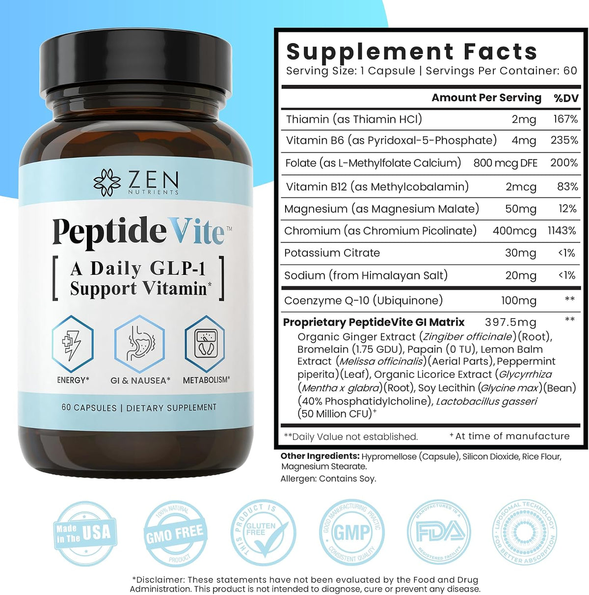 Zen Nutrients Everyday Peptide & Liver Metabolism Support Bundle - PeptideVite GLP-1 Support Vitamin for Naseau Relief & The Everyday Liver Vitamin Liver Cleanse Detox & Repair for Fatty Liver Support