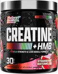 Nutrex Research Creatine HMB Powder - Creatine Monohydrate Powder with HMB for Muscle Growth, Strength, Energy and Performance - Transparent Formula - Strawberry Watermelon Flavor - 30 Servings