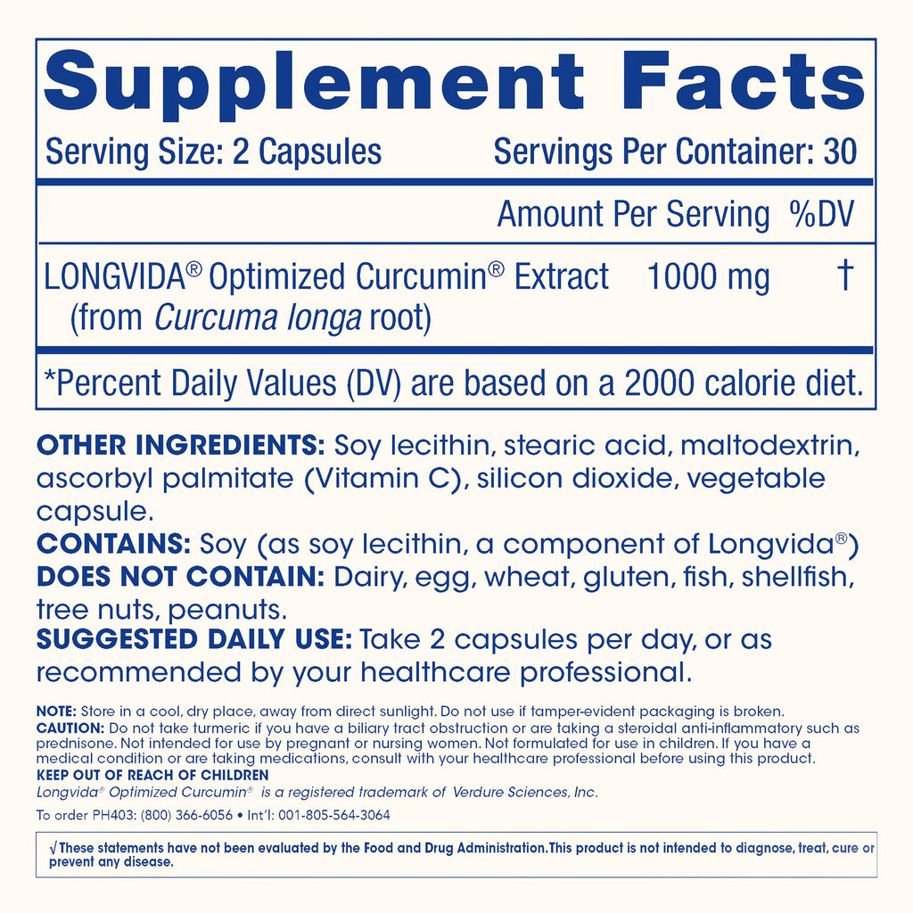 ProHealth Turmeric Curcumin Supplement: 285 Times More Bioavailable- Developed by Neuroscientists. 1000 mg Concentrated Longvida Curcumin Extract Per Serving (60 X 500mg Capsules/Bottle) 2 Pack