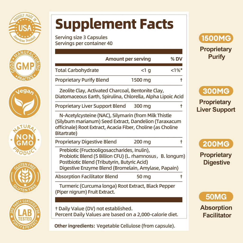 Totaria 2000MG All-in-1 Detox Binder + Strongest ''Lymph-Liver''