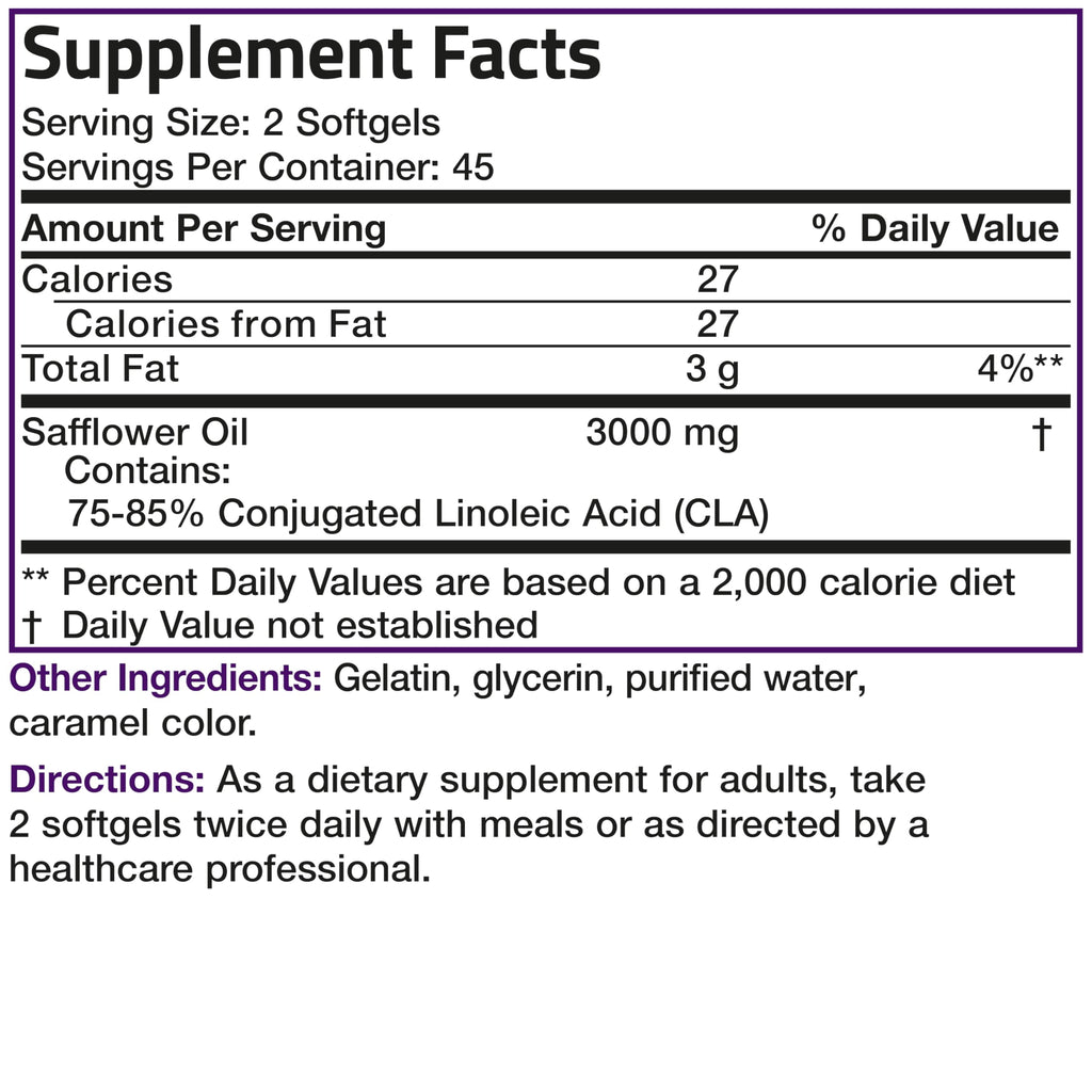 Bronson CLA 3000 Extra High Potency Supports Healthy Weight Management Lean Muscle Mass Non-Stimulating Conjugated Linoleic Acid 120 Softgels | 2250 mg Active CLA per Serving, Non-Stimulating, 100% Safflower Oil, Lean Body Mass Support, Non-GMO