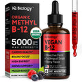 Organic Vitamin B12 Liquid Drops - Sublingual Methylcobalamin 5000 mcg, 2oz | Methylated B-12 Active Coenzyme Form - Energy & Nerve System Support - Berry Flavor - 60 servings