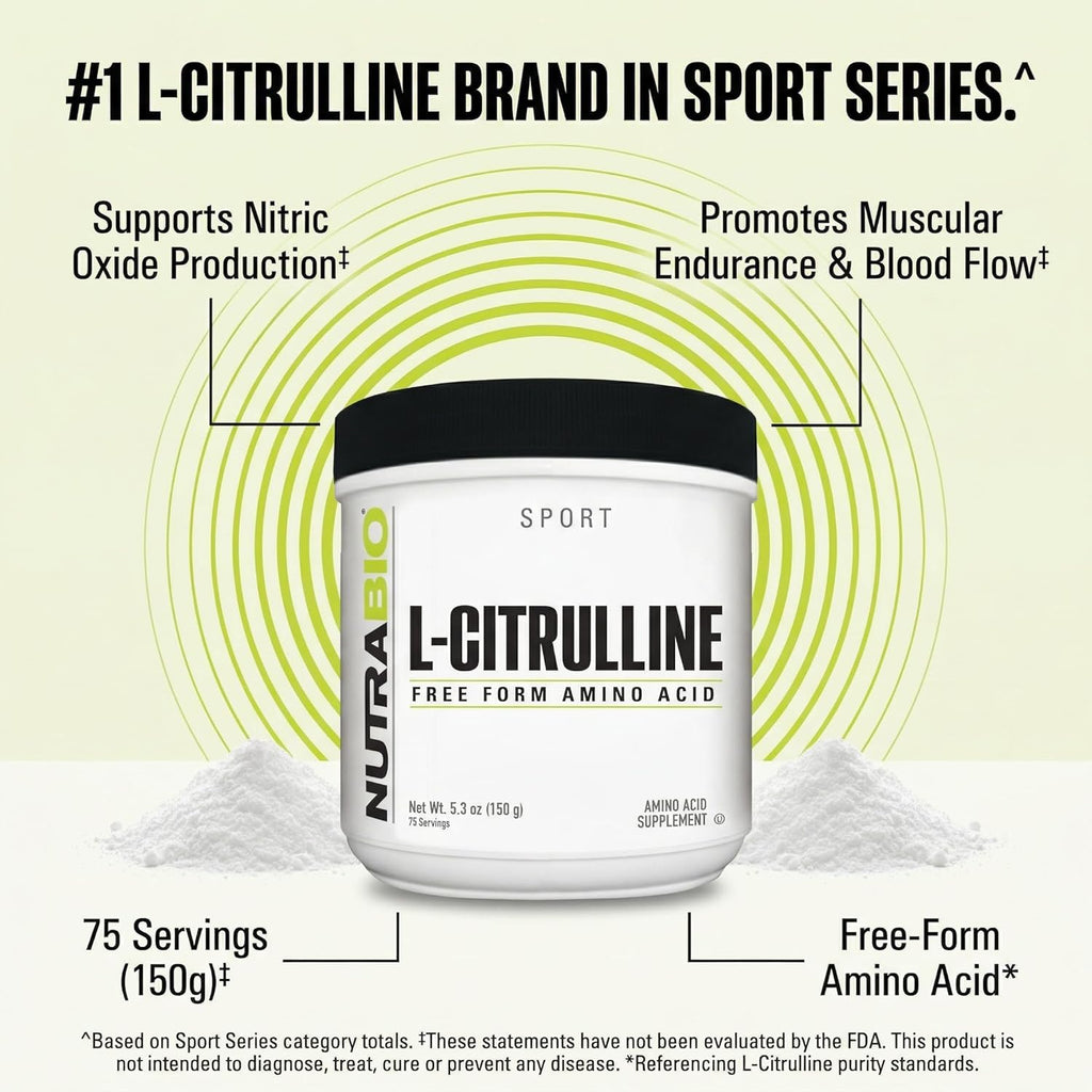NutraBio L-Citrulline, Free Form Amino Acid, 5.3 oz (150 g)