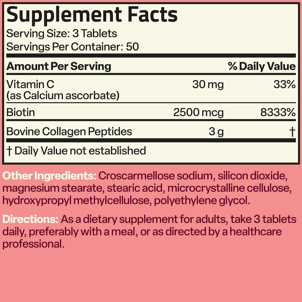 Bronson Collagen Peptides 3000mg with Biotin & Vitamin C, 90 Tablets | Hair, Skin & Nails Support, 3g Collagen per Serving, Non-GMO, Gluten-Free, Soy-Free