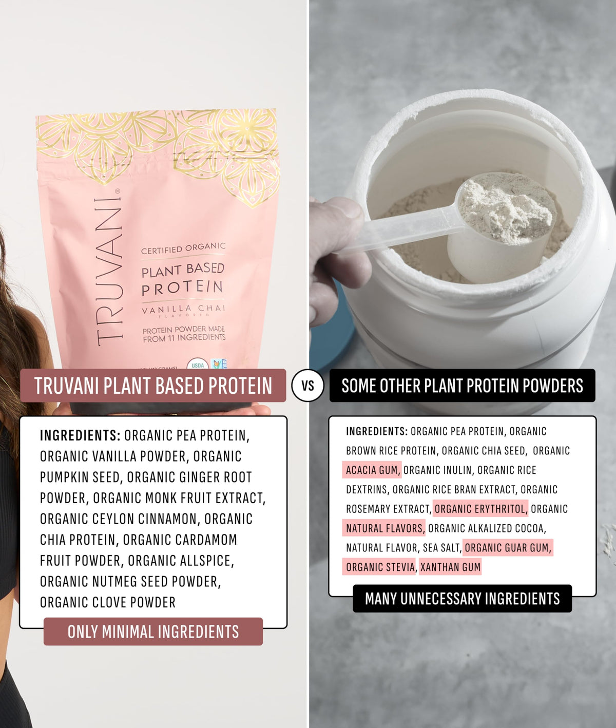 Truvani Organic Plant Based Protein Powder | Vanilla | 18 Servings | Vegan | 20g Pea Protein | Keto | Gluten & Dairy Free | Low Carb | No Added Sugar