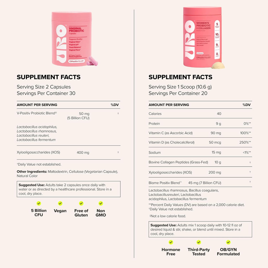 O Positiv URO Ultimate Vaginal Care Bundle – Probiotic & Collagen