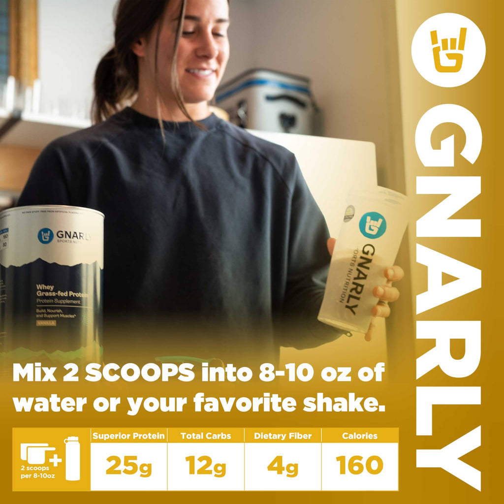 Gnarly Nutrition Vanilla Protein Powder – NSF Sport Certified – 25g Protein, Muscle Repair – Grass Fed Whey Powder, Smooth Taste – Vanilla, 32 oz
