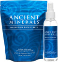 Ancient Minerals Magnesium Bath Flakes & Oil Spray Bundle, Zechstein | Zechstein magnesium chloride bundle: bath flakes for soaking + oil spray for topical use.
