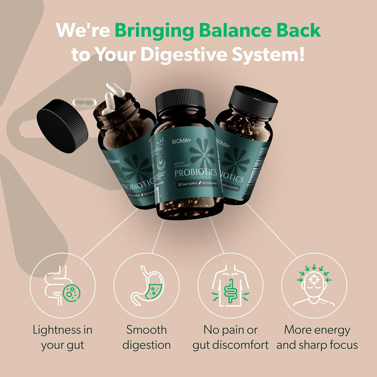 BIOMA Digestive Health & Night Metabolism Bundle – Probiotic Gut Support + Sleep & Metabolism Formula – Promotes Healthy Digestion, Energy Balance & Restful Sleep – 2-Pack (30-Day Supply Each)