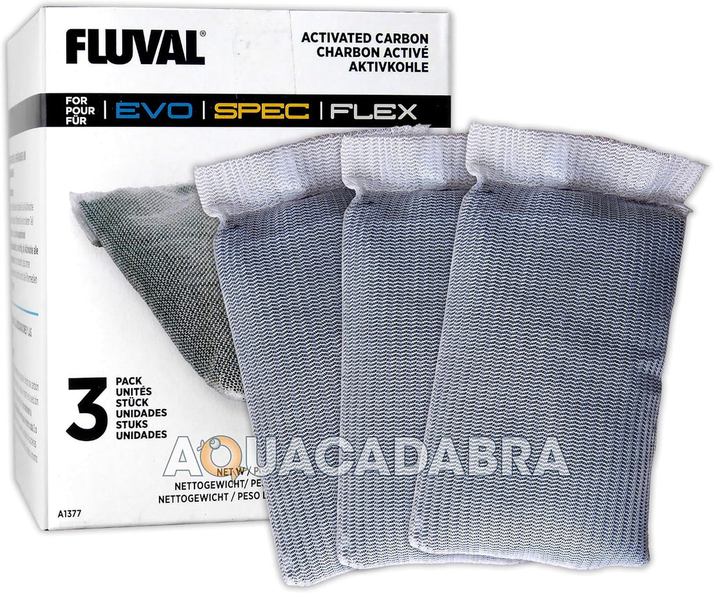Fluval Spec/Evo/Flex Activated Carbon, Replacement Aquarium Filter Media, 3-Pack, A1377 | Replacement Aquarium Filter Media