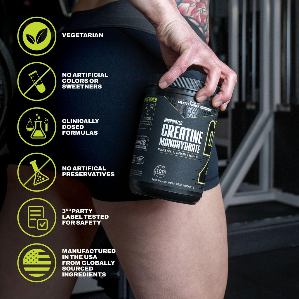 NutraBio Pure Micronized Creatine Monohydrate Powder Supplement, Unflavored, (300 g) - Supports Bulk Muscle Energy, Recovery, and Strength - HPLC Tested Creatine Powder Supplement for Men and Women