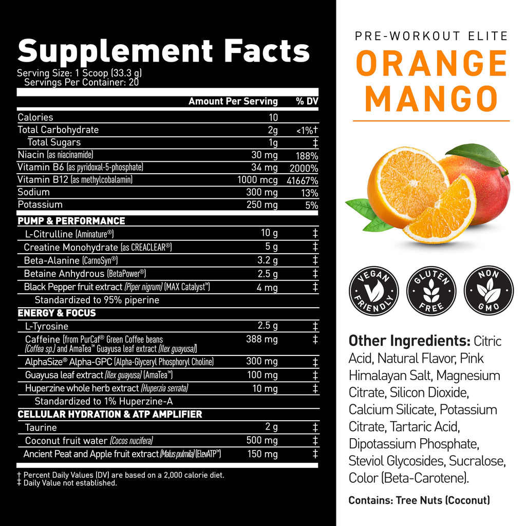 Kaged Pre Workout Elite Powder | Strawberry Lemonade | Pre-Workout with Creatine, Beta Alanine, L-Citrulline, Natural Caffeine | 20 Servings