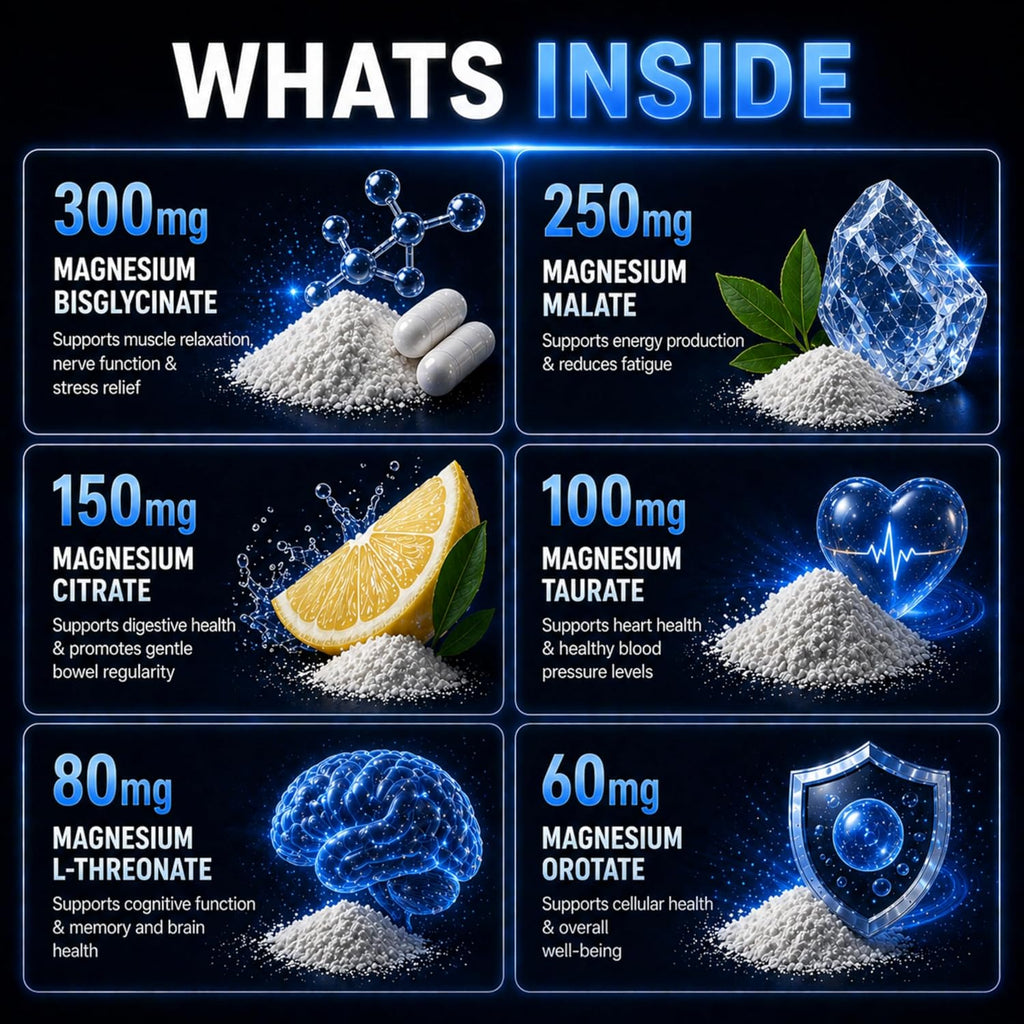 Magnesium Glycinate Complex, 120 Vegan Capsules, 9-in-1 Formula with 6 Advanced Forms, Supports Muscle Performance, Maximum Absorption