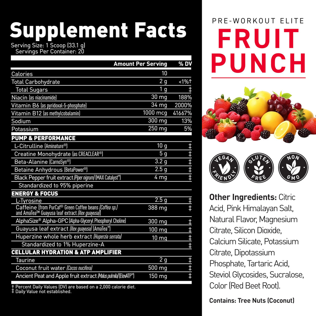 Kaged Pre Workout Elite Powder | Strawberry Lemonade | Pre-Workout with Creatine, Beta Alanine, L-Citrulline, Natural Caffeine | 20 Servings