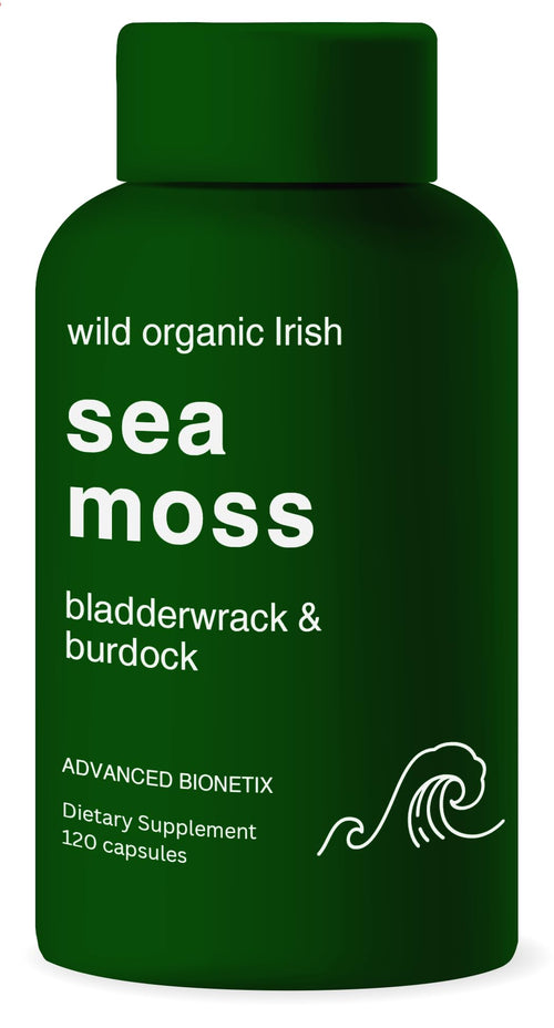 Advanced Bionetix Organic Irish Sea Moss Capsules, Raw Wildcrafted Seamoss Enhanced w/Bladderwrack & Burdock Root Capsules 120 Total Pills Antioxidant Packed. Prebiotic Superfood, Thyroid Support - PrimeBioHealth - canada supplements