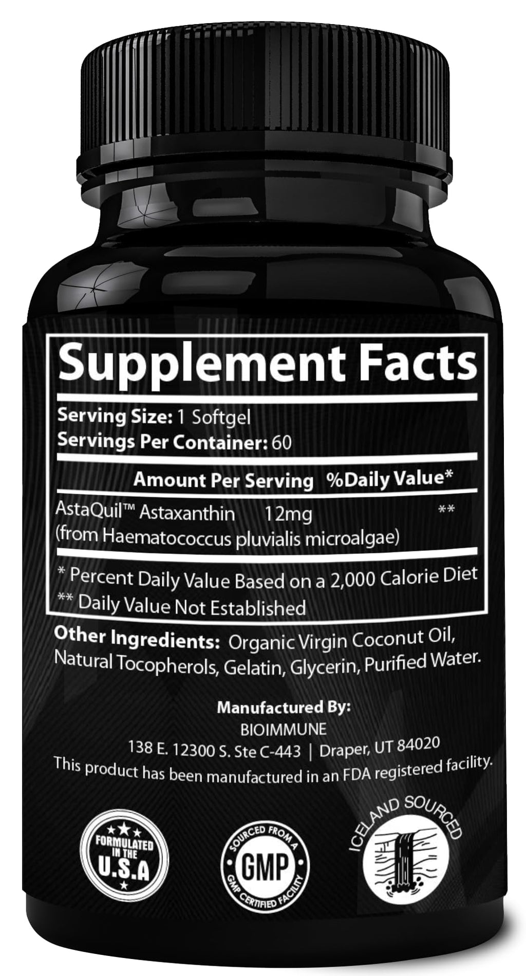 BioImmune 2 Pack Triple Strength AstaQuil™ Astaxanthin 12mg Enhanced Absorption, 120 Softgels w/Organic Coconut Oil. Powerful Antioxidant for Eye, Joint & Heart Health - PrimeBioHealth - canada supplements