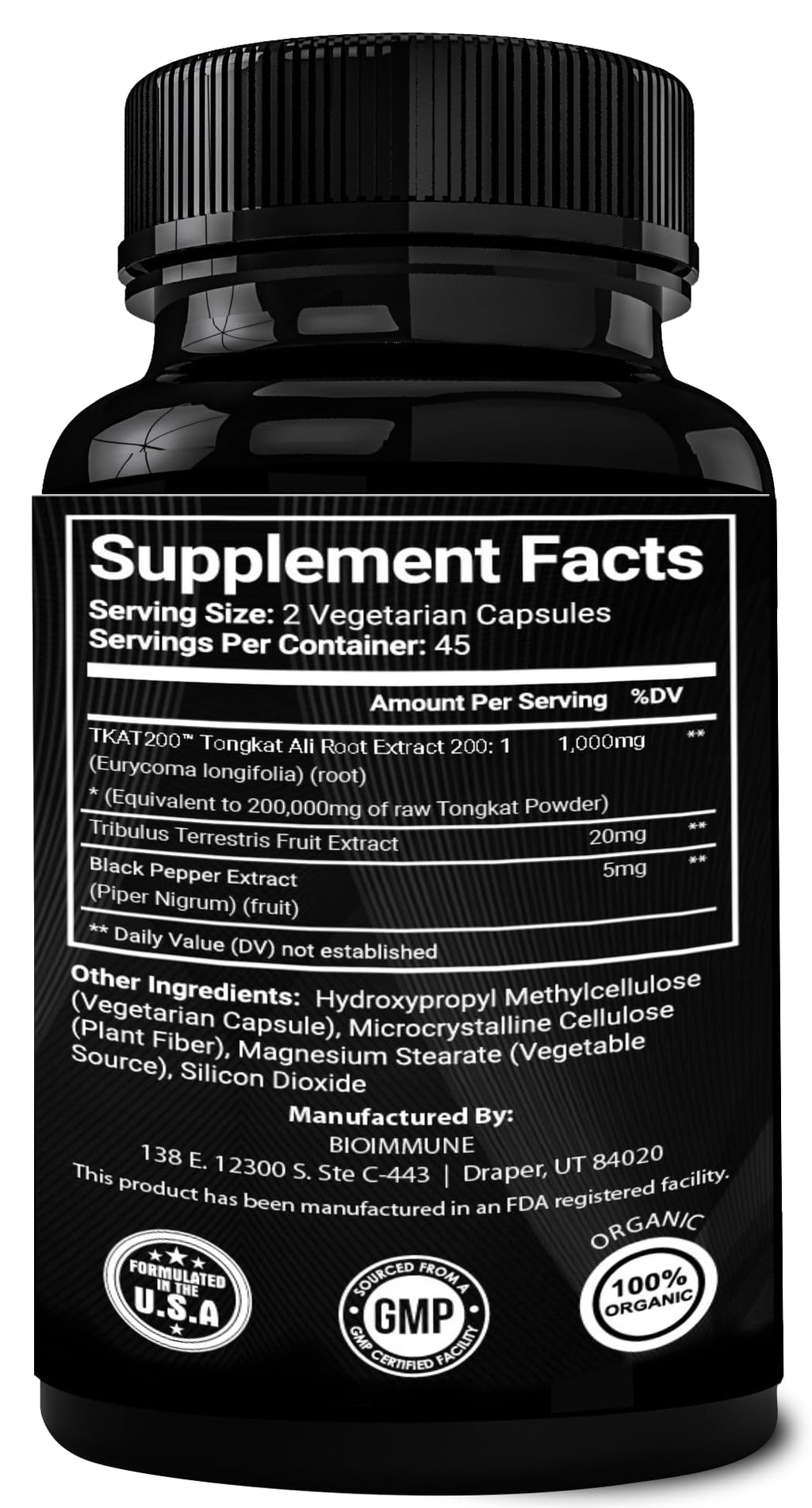 BioImmune Longjack Tongkat Ali Ultra Concentrated Purified Extract Capsules | Strength Muscle Mass, Drive, Performance - PrimeBioHealth - canada supplements