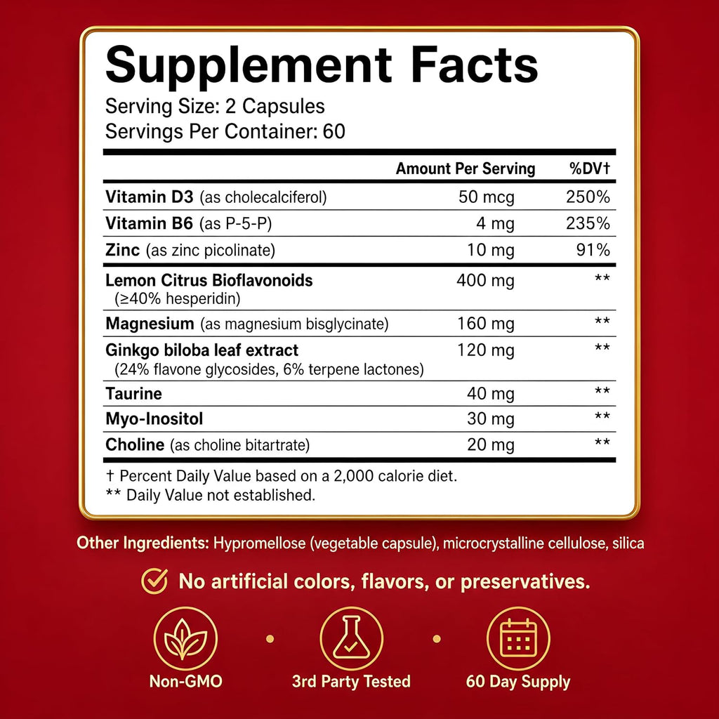 Happee Tinnitus Supplement for Ringing Ears, Bioflavonoids & Ginkgo, 120ct | Flavonoids Plus Essential Nutrient, Daily Support for Inner Ear Health & Microcirculation, NO Dyes, Clean Label - PrimeBioHealth - canada supplements