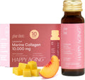 Happy Aging Marine Collagen Peptides Glow Shot 10g - Liquid Collagen for Women with Liposomal Delivery - Promotes Skin Hydration, Elasticity & Radiance - Supports Hair & Nails, 10 Shots - PrimeBioHealth - canada supplements