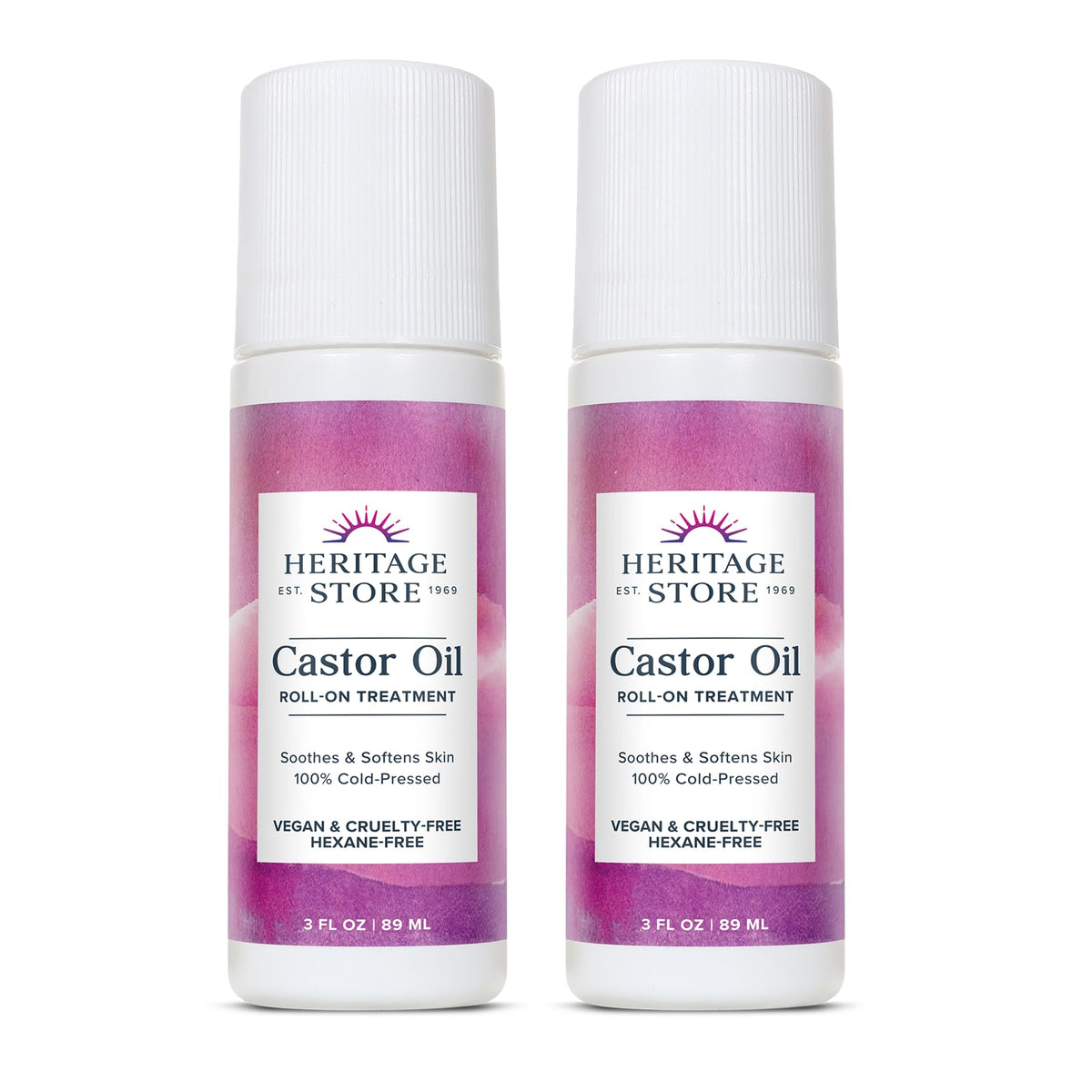 HERITAGE STORE Castor Oil Roll On Nourishing Treatment - Targeted Hydration for Skin Care, Hair Care, Quick and Easy Castor Oil Pack Wrap - Hexane Free, Vegan, Cruelty Free, 60-Day Guarantee, 3oz - PrimeBioHealth - canada supplements