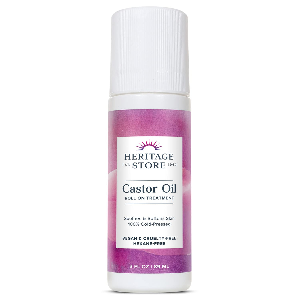 HERITAGE STORE Castor Oil Roll On Nourishing Treatment - Targeted Hydration for Skin Care, Hair Care, Quick and Easy Castor Oil Pack Wrap - Hexane Free, Vegan, Cruelty Free, 60-Day Guarantee, 3oz - PrimeBioHealth - canada supplements