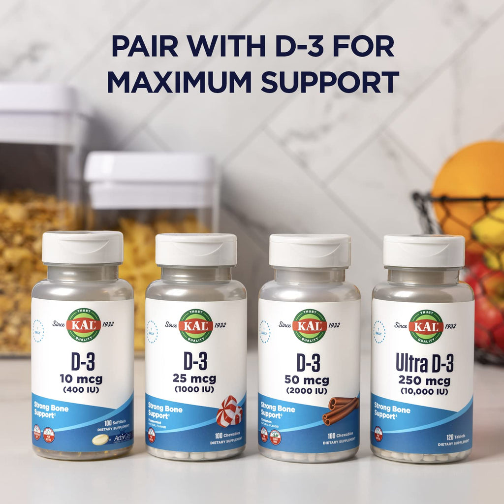 KAL Calcium Citrate 1000mg, Calcium Supplements for Women and Men, Bone Health, Teeth, Nervous, Muscular & Cardiovascular System Support, Gluten Free and Lab Verified, 60 Servings, 180 Tablets - PrimeBioHealth - canada supplements