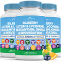 Liberty Lifestyle Eye Health Vitamins with Bilberry, Lutein & Zeaxanthin, Lycopene, Resveratrol, Grape Seed Extract Flaxseed Astaxanthin- AREDS 2-180 Capsules - PrimeBioHealth - canada supplements